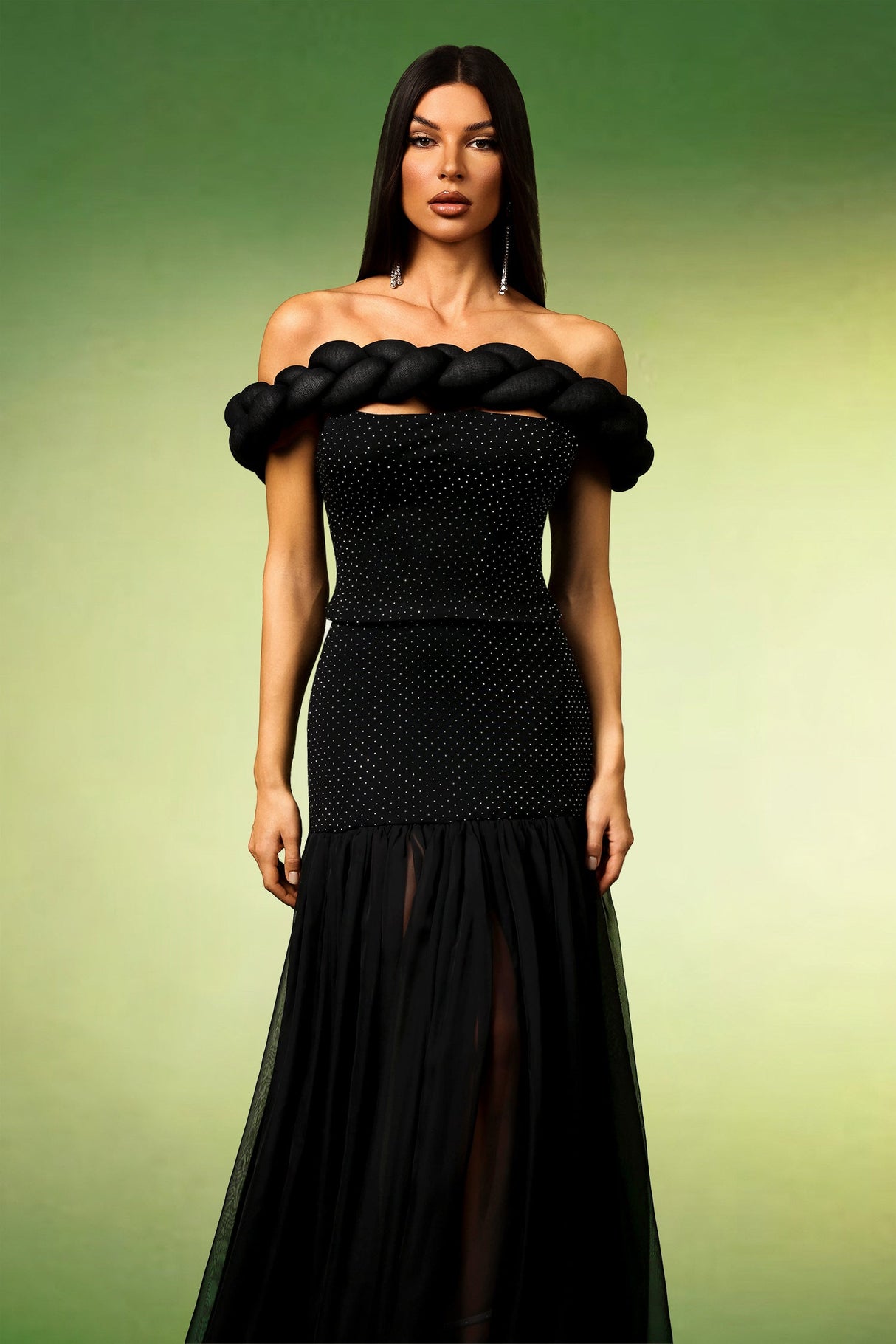 Marley Black Polka Dot Off-The-Shoulder Dress