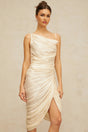 Marley Midi Dress Glossy Ruched Light - Yellow