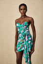 Marta Mini Dress Green Floral Off Shoulder Bow Ribbon Chic Bouquet