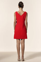 Marta Red V-neckline Sleeveless Dress with Bowknot Detailing for Various Occasions