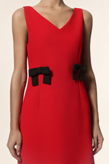 Marta Red V-neckline sleeveless dress with bowknot detailing for various occasions