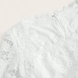 Delicate and ethereal, this white lace dress features intricate floral embroidery and a flattering fit that enhances the.