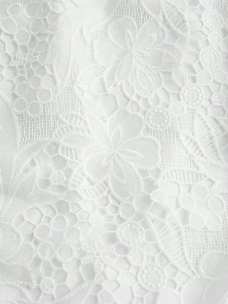 Delicate and elegant, this white lace dress features a beautifully intricate floral pattern that adds a touch of romance..