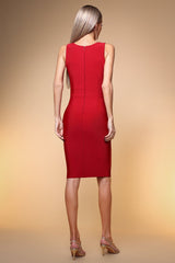 Martina Red Lace V-Neck Midi Dress