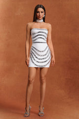 Martina White Diamond Bandage Sleeveless Mini Dress