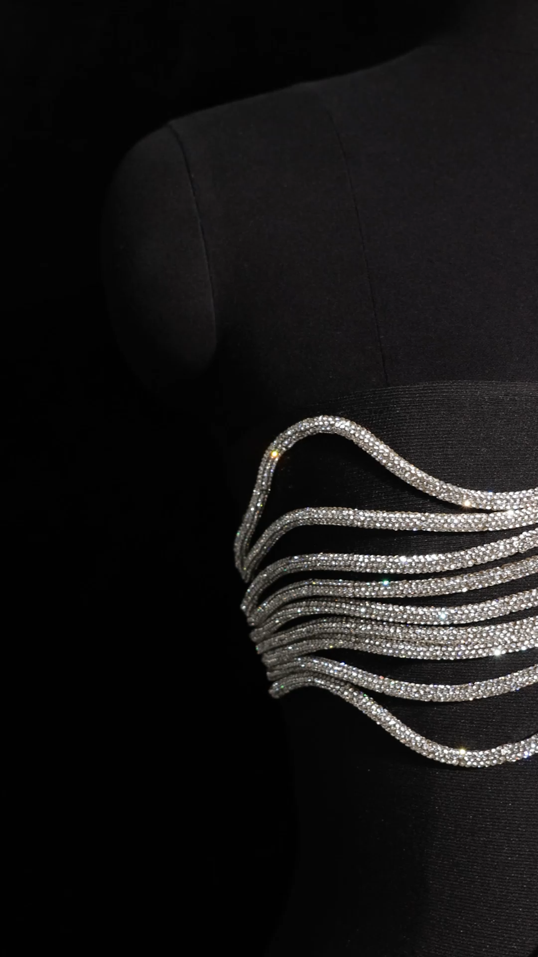 Mary Black Diamond Detail Maxi Dress