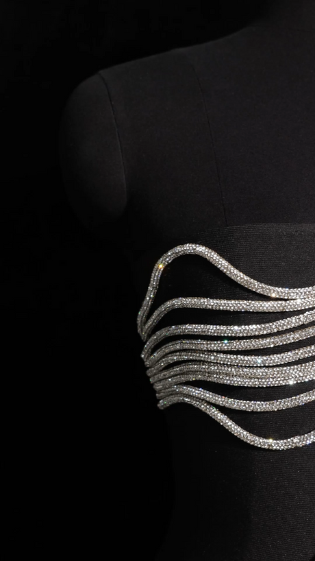 Mary Black Diamond Detail Maxi Dress