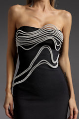 Mary Black Diamond Detail Sleeveless Maxi Dress