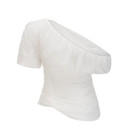 Mary Top & Trousers White Asymmetric One Shoulder Matching