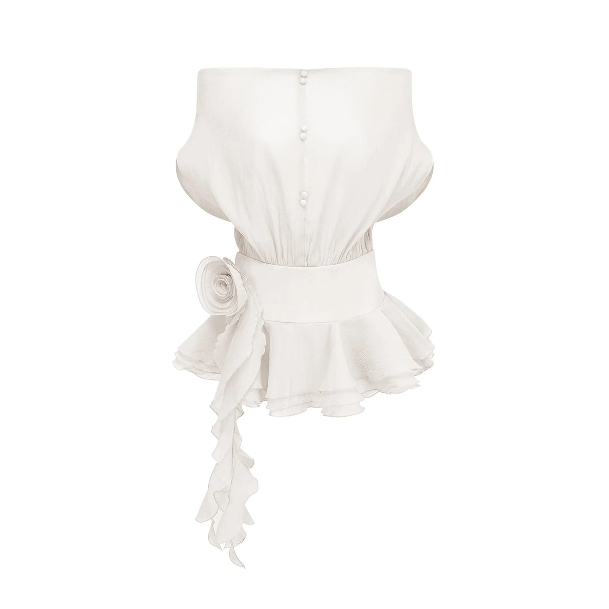 Massimiliana Mini Dress White Floral Appliqu & Flounce Hems