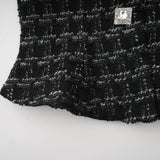 Matching set of black checked tweed vest top and skirt in Axelle style