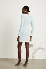 Mathilde blue checkpattern knit mini dress
