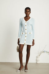 Mathilde blue checkpattern knit mini dress