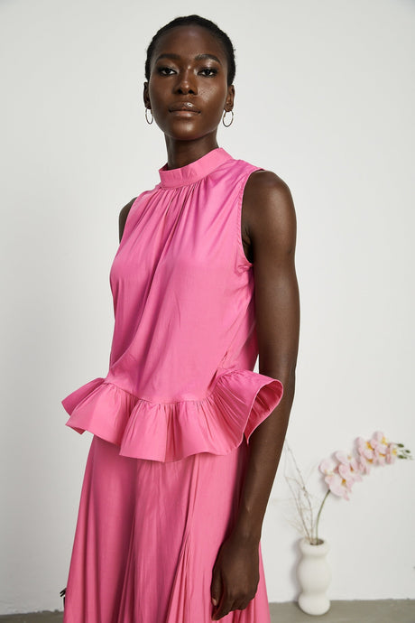 Mathilde pink ruffled top  skirt matching set