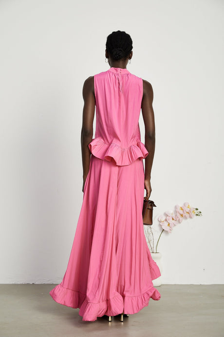 Mathilde pink ruffled top  skirt matching set