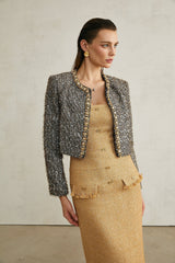 Matilde Jacket Matilde Fringed Crystal Grey Cropped & Fierce