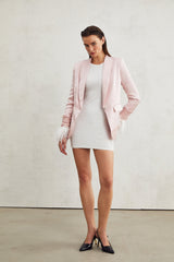 Mattea Jacket Mattea Satin Pink Lacedetail Shoulder Pad Faux Pocket