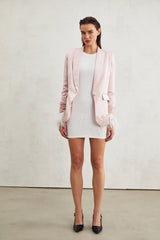Mattea Jacket Mattea Satin Pink Lacedetail Shoulder Pad Faux Pocket