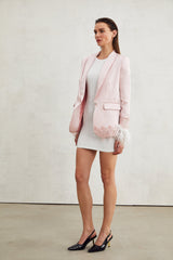 Mattea Jacket Mattea Satin Pink Lacedetail Shoulder Pad Faux Pocket