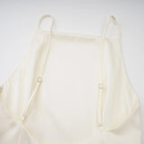Mattea Mini Dress White Satin Ruffled Shawl Panel Open Back & Thigh - Length