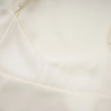 Mattea Mini Dress White Satin Ruffled Shawl Panel Open Back & Thigh - Length