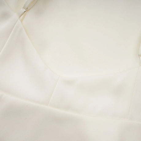 Mattea Mini Dress White Satin Ruffled Shawl Panel Open Back & Thigh - Length