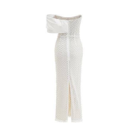 Maura fauxpearl offshoulder dress