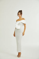 Maura fauxpearl offshoulder dress