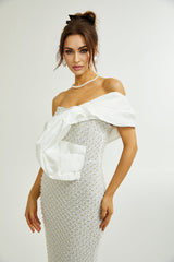 Maura fauxpearl offshoulder dress