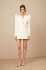Maya Blazer - Peak Lapels - Gigot Sleeves - Decorative Buttons - Double - Breasted - Tailored Fit