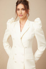 Maya Blazer White Peak Lapel Gigot Sleeve Double Breasted Tailored