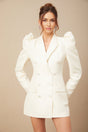 Maya Blazer White Peak Lapel Gigot Sleeve Double Breasted Tailored