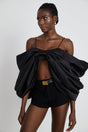 Maya Top Black Bow Cropped Zip Back Spaghetti Straps
