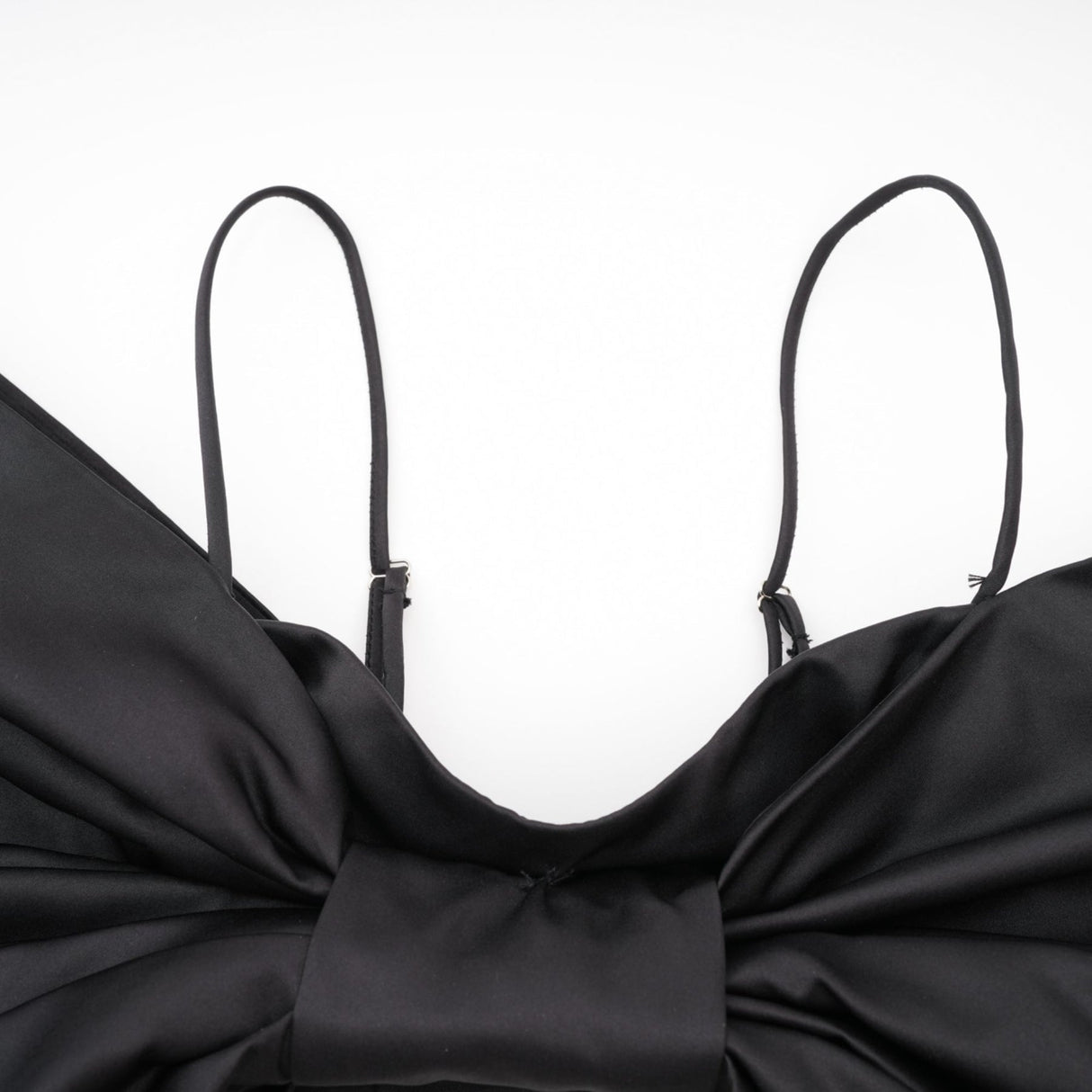 Maya Top Black Bow Cropped Zip Back Spaghetti Straps