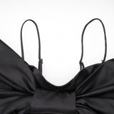 Maya Top Black Bow Cropped Zip Back Spaghetti Straps