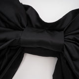 Maya Top Black Bow Cropped Zip Back Spaghetti Straps