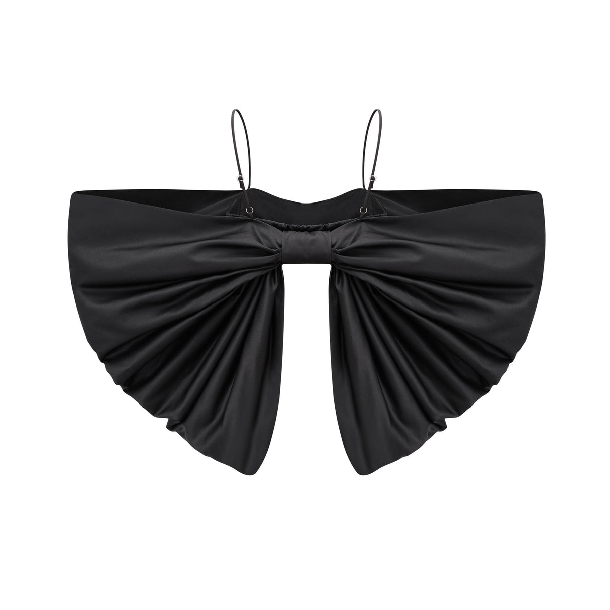 Maya Top Black Bow Cropped Zip Back Spaghetti Straps