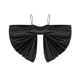 Maya Top Black Bow Cropped Zip Back Spaghetti Straps