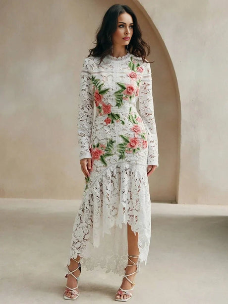 Mckenna Midi Dress - Stand Collar - Wedding - Regular Sleeve - High Waist - Elegant