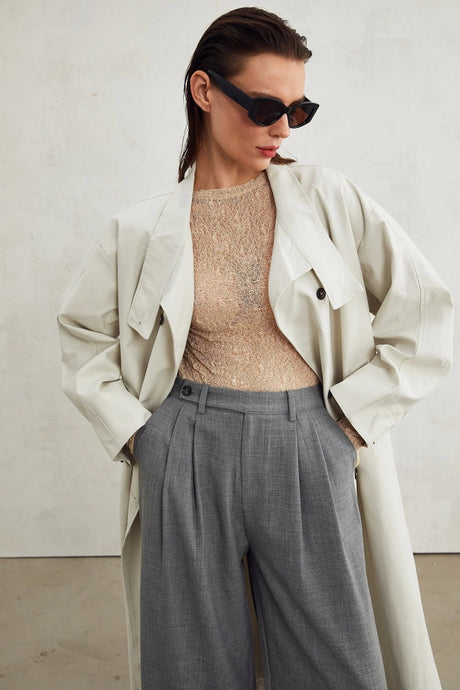 Mckenna Top - Long Sleeve Round Neck Semi - Sheer Stretch Jersey