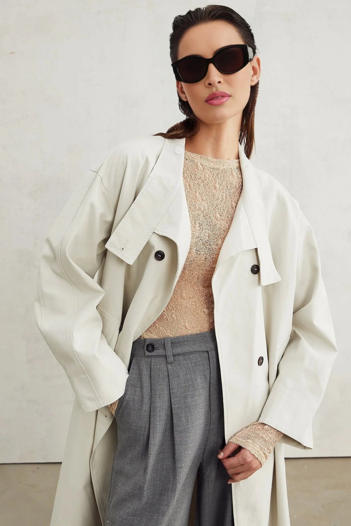 Mckenna Top - Long Sleeve Round Neck Semi - Sheer Stretch Jersey