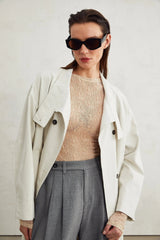 Mckenna Top - Long Sleeve Round Neck Semi - Sheer Stretch Jersey