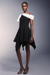 Melanie Black One-Shoulder Asymmetrical Hem Dress
