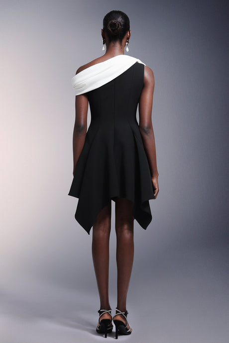 Melanie Black One-Shoulder Asymmetrical Hem Dress