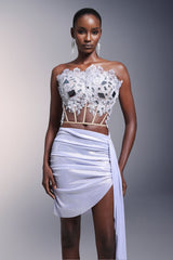 Melanie Silver Lace Two-Piece Dress