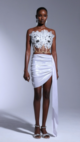 Melanie Silver Lace Two-Piece Dress
