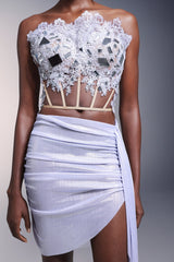 Melanie Silver Lace Two Piece Dress