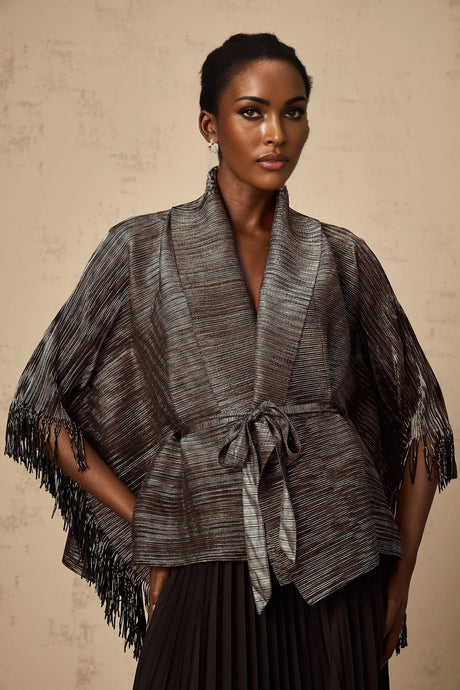 Melanie Top & Skirt Set - Black & Gold Gilded Cape Design