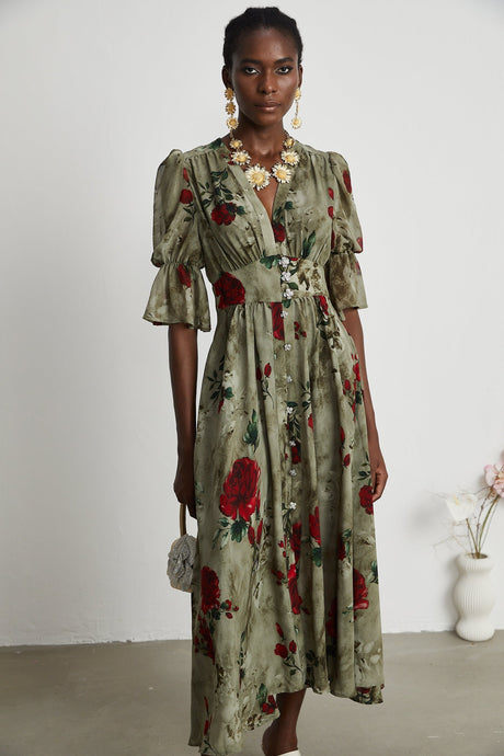 Mélisande floralprint Vneck midi dress