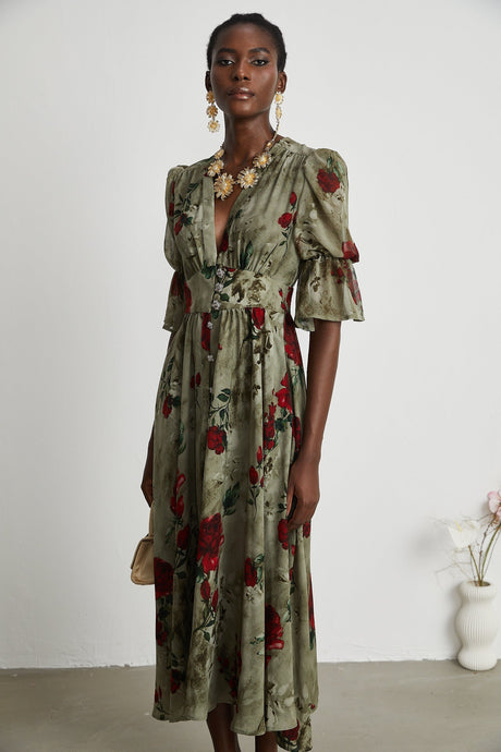 Mélisande floralprint Vneck midi dress